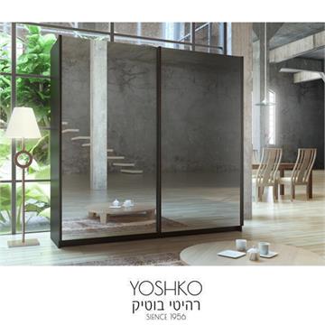 ארון הזזה יוקרתי 2 דלתות עם מראה קריסטלית על כל הדלת ברוחב 1.8 מטר דגם מדריד 